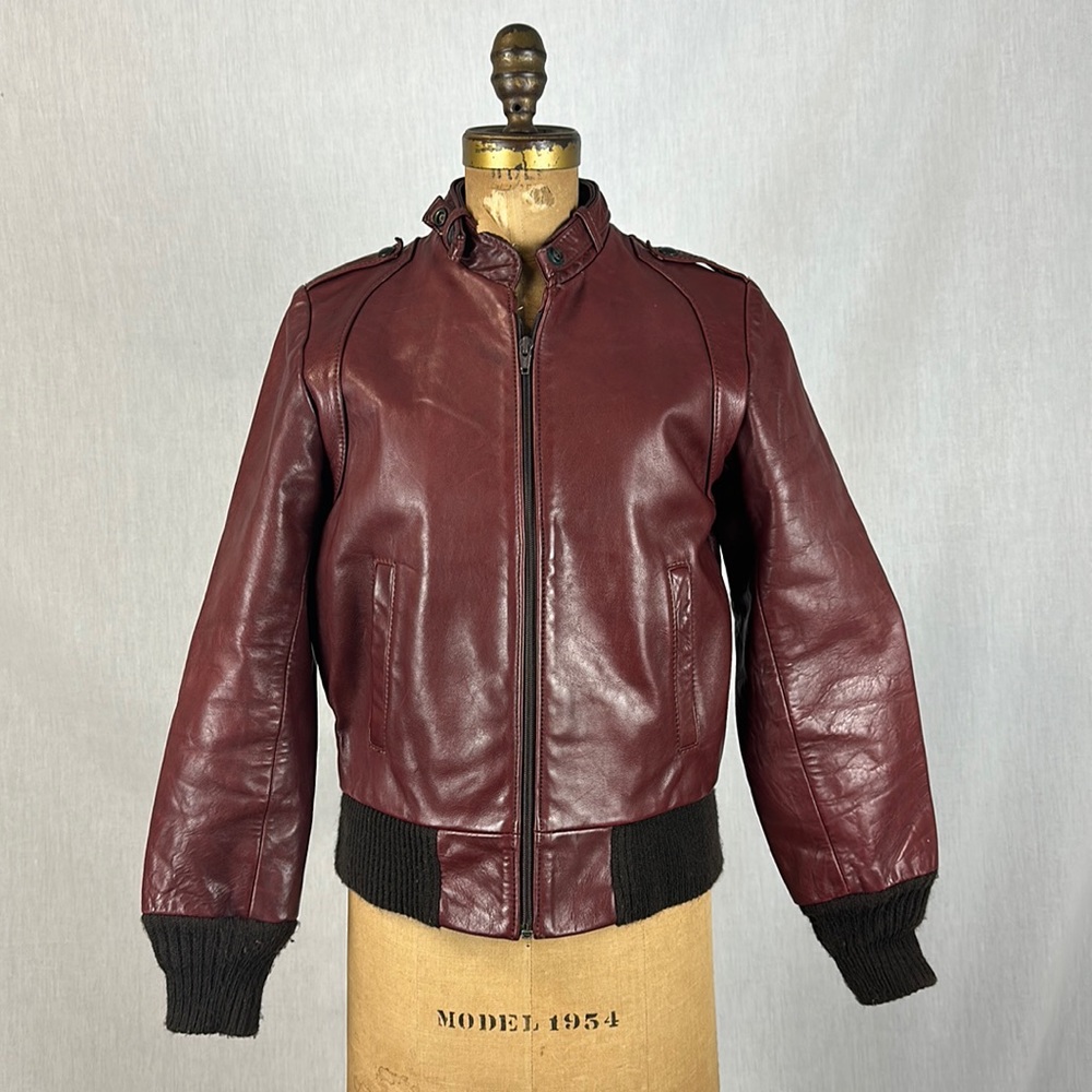 Vintage members only inspired leather jacket